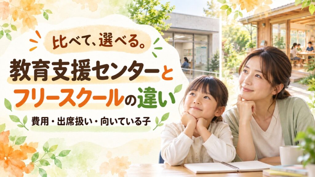 教育支援センターとフリースクールの違いを比較するアイキャッチ