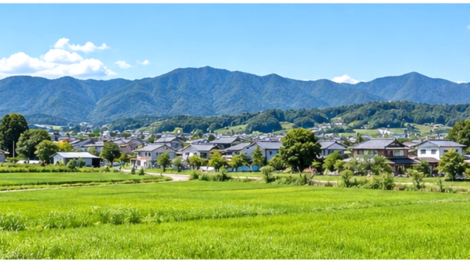 松阪市の昔ながらの商店街と緑をイメージした景色