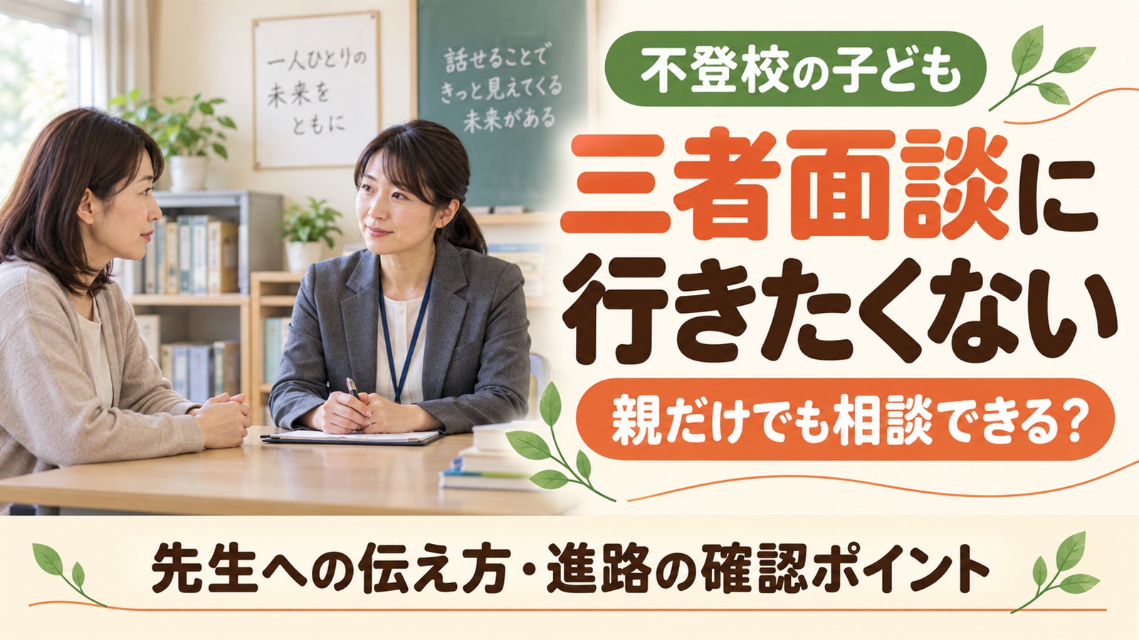 不登校の子どもが三者面談に行きたくないときの親だけの参加・先生への伝え方・進路相談