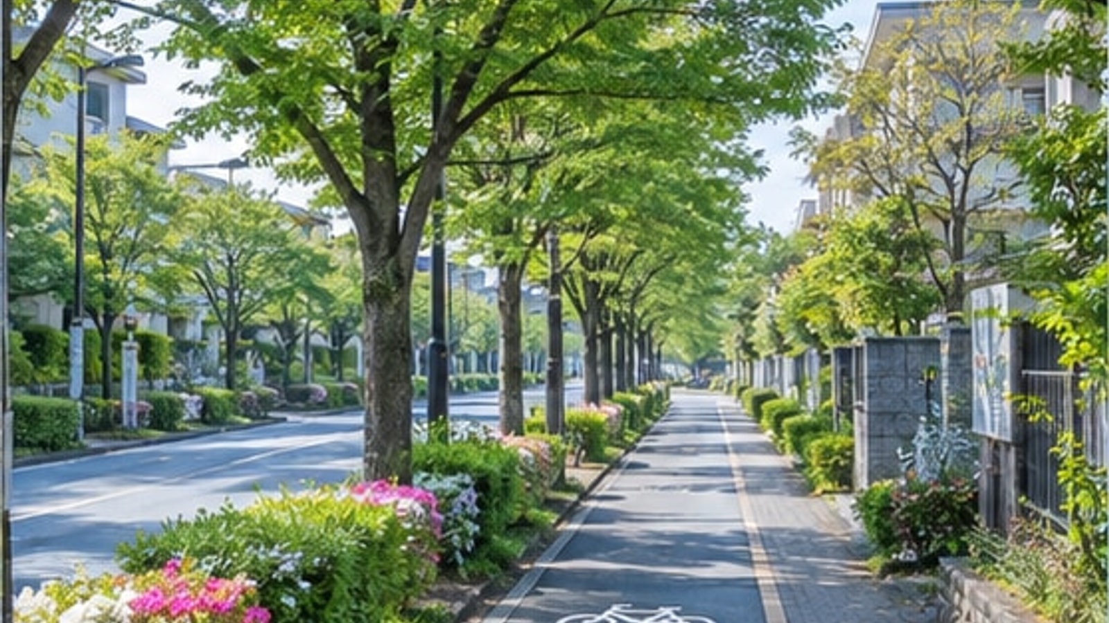 多摩地域の並木道をイメージした明るい景色