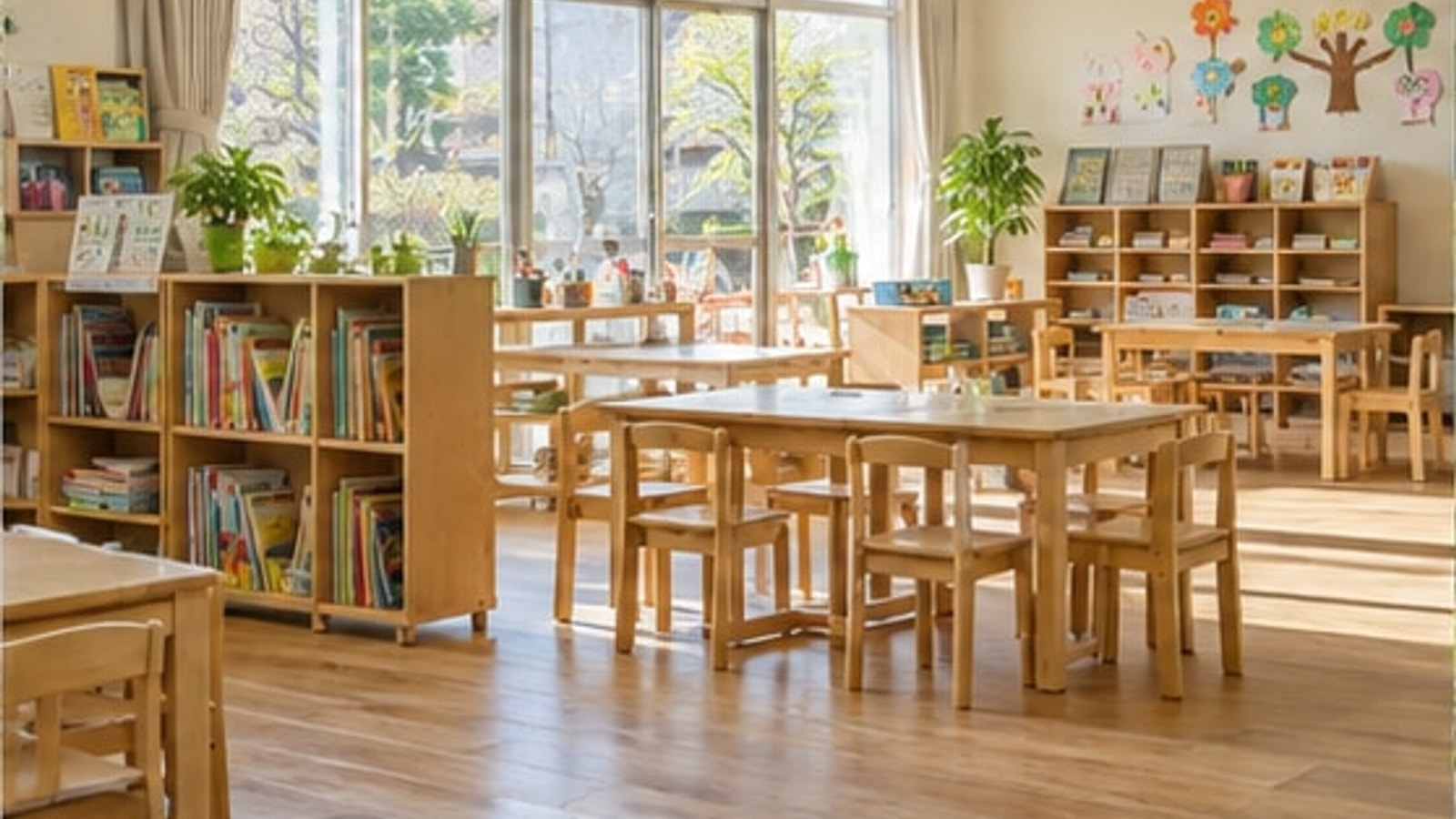 自然光が入る幼児向けの学習室をイメージした写真