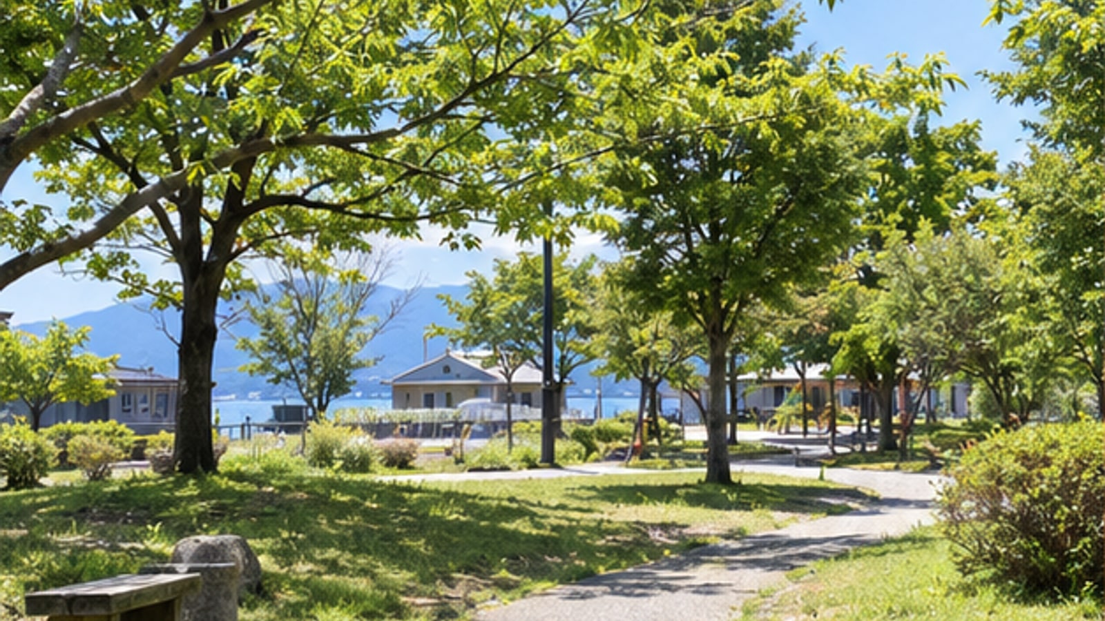 長浜市をイメージした木陰の公園