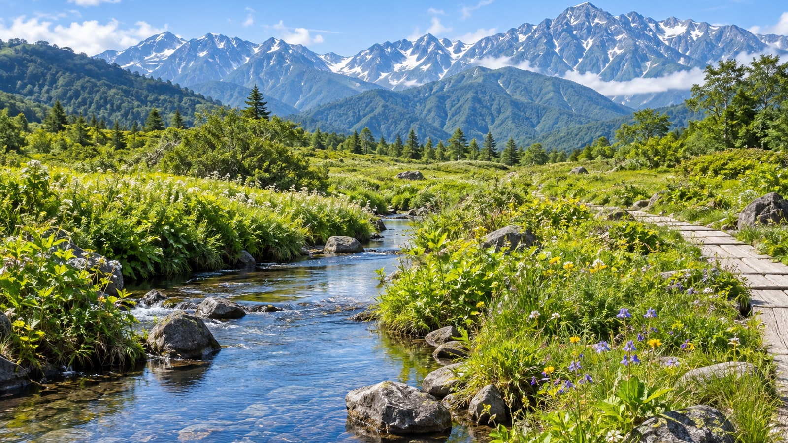 信州の山と清流が広がる自然環境