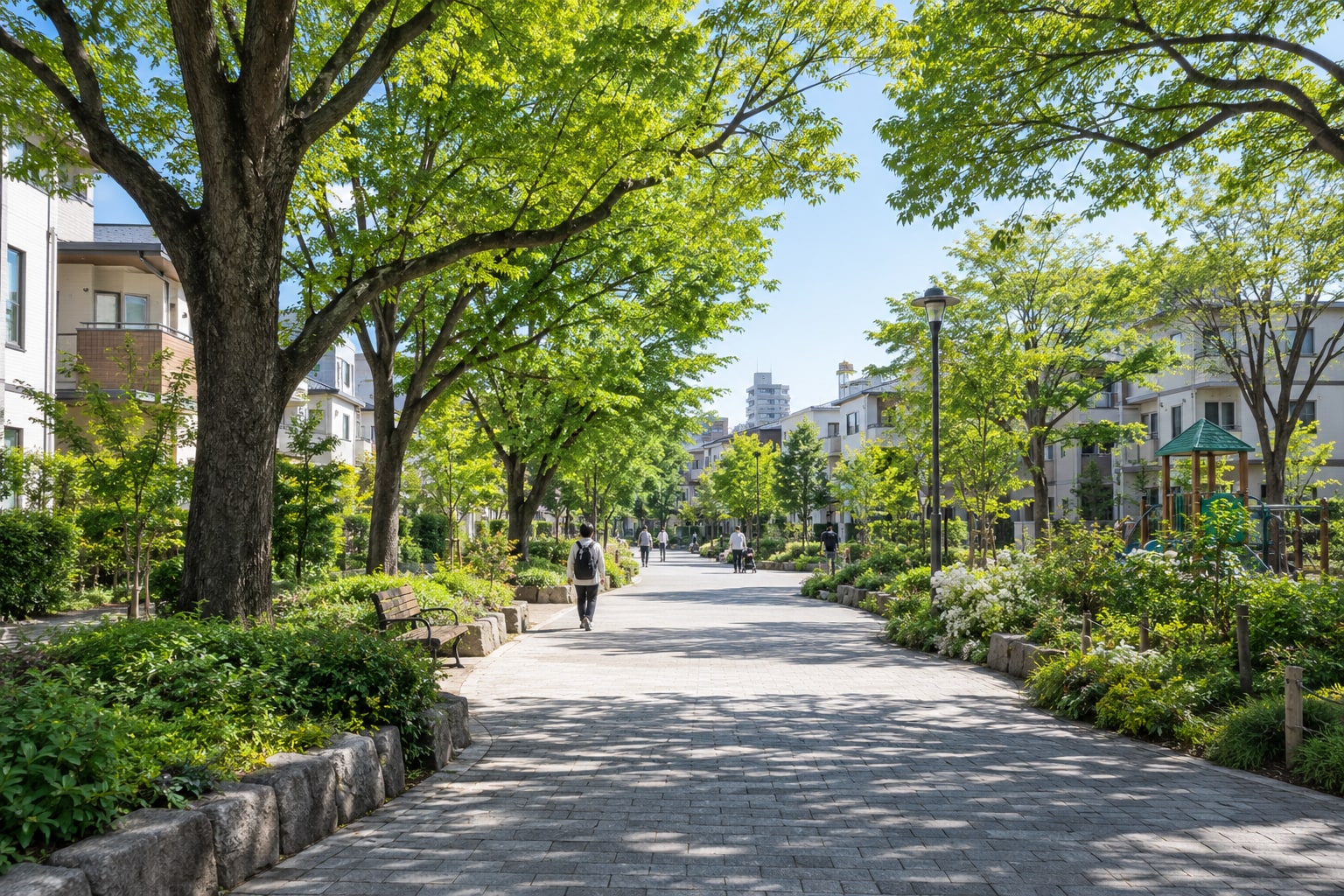 中野区の木陰の遊歩道をイメージした風景