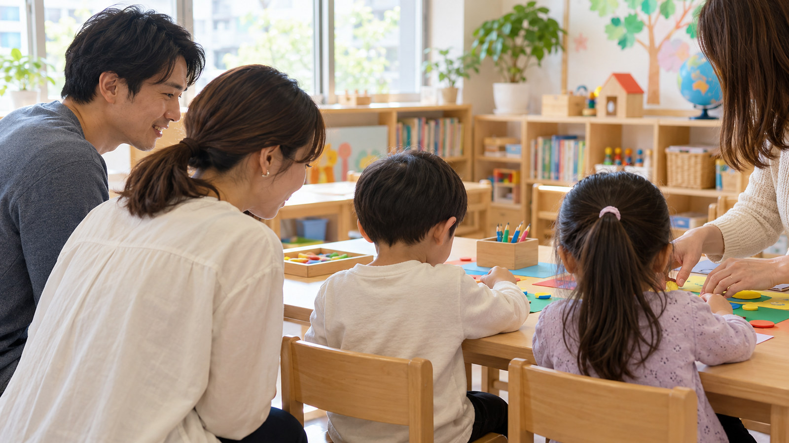 英語学童や幼児向け学習をイメージした明るい学習室