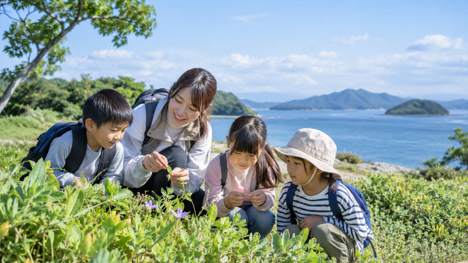 家族が学校案内と予定を見比べる様子のイメージ