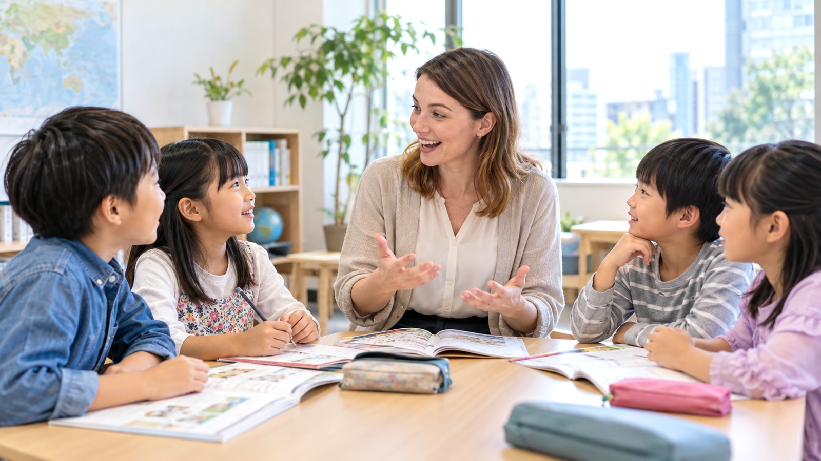 子どもたちの英語学習をイメージした教室風景