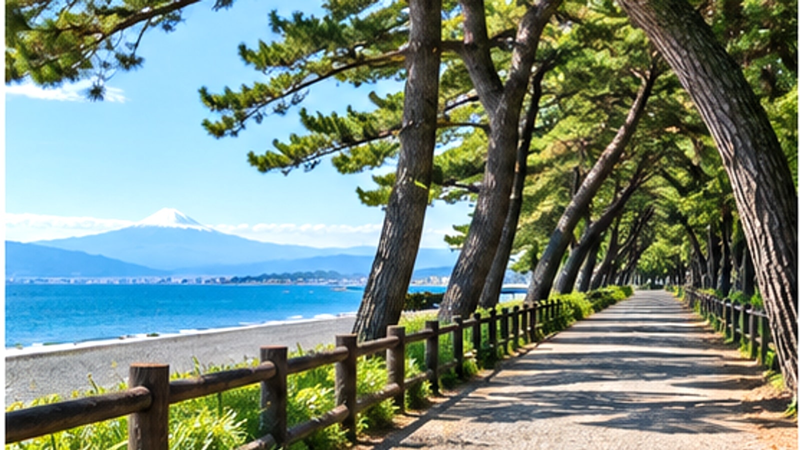沼津市の海岸沿いの松林をイメージした明るい景色