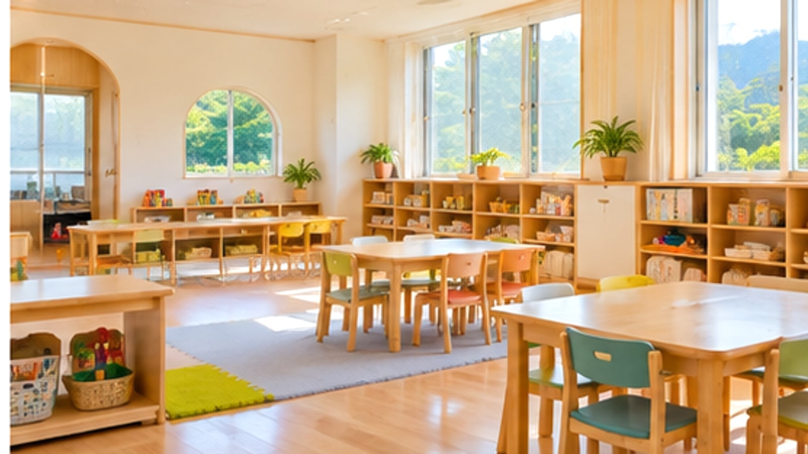 自然光の入る幼児向け学びの場をイメージした写真