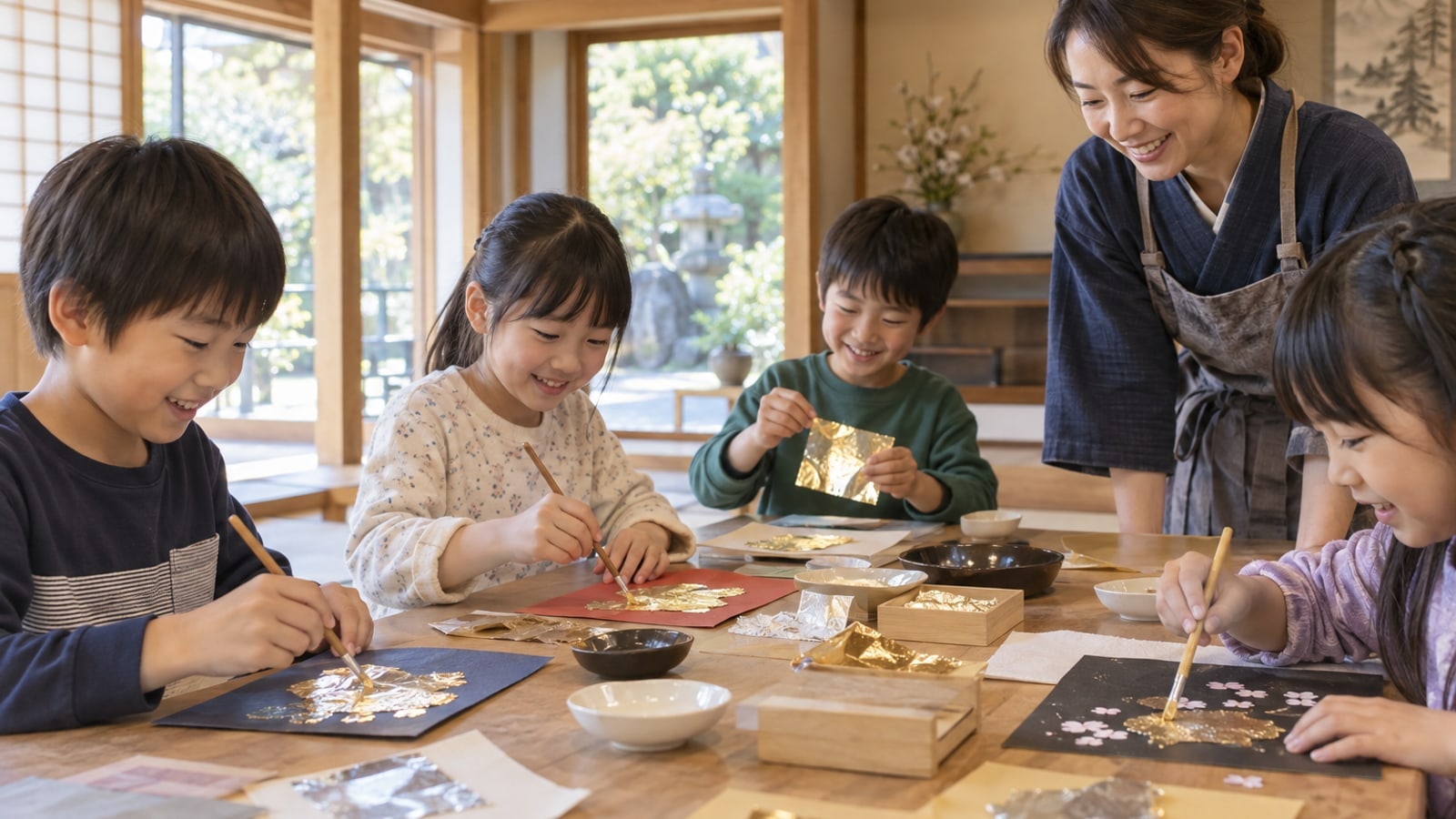 オンラインで探究活動に取り組む子どものAI生成イラスト。NIJINの実際の授業・参加者の写真ではありません。