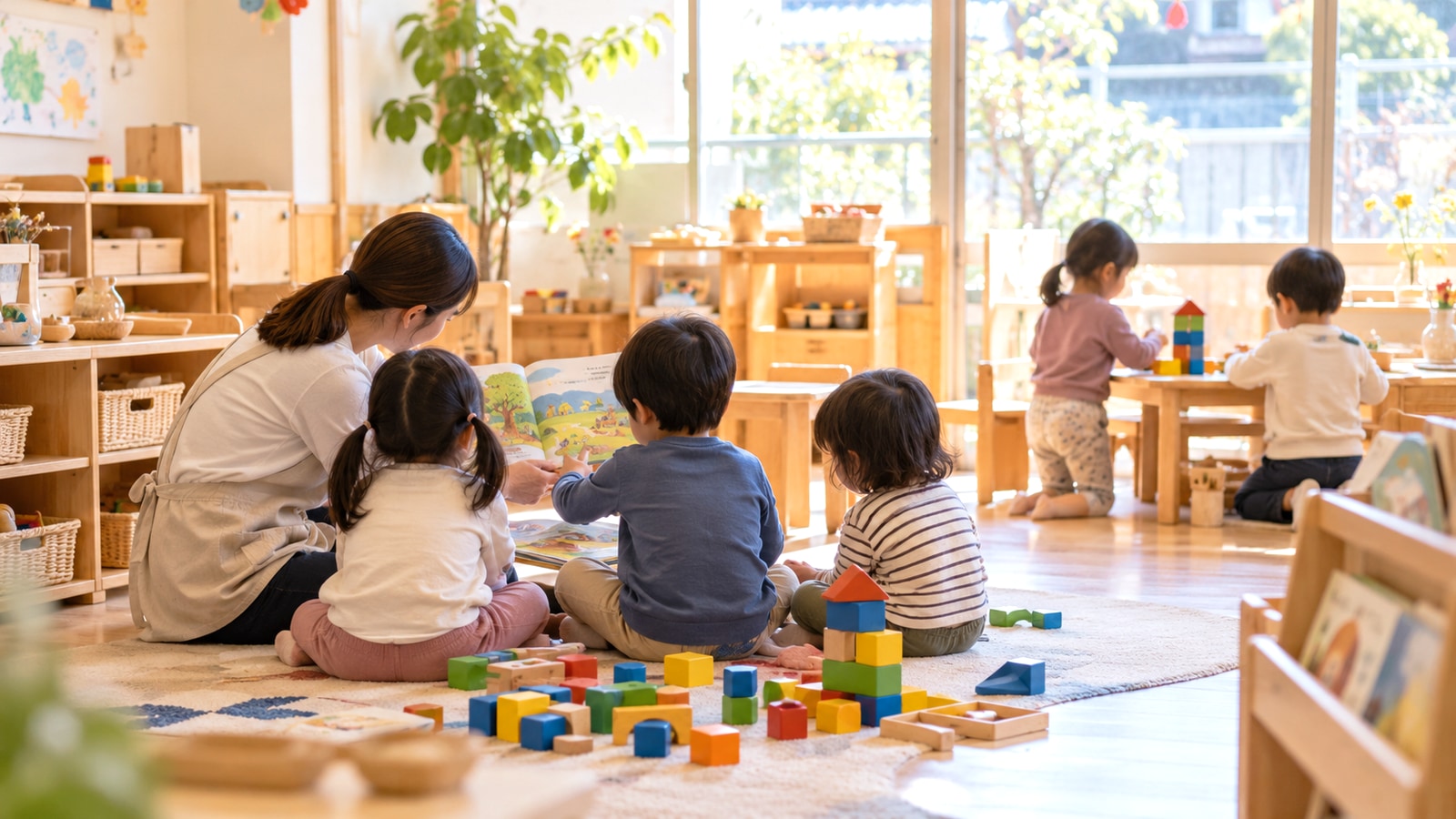 自然光の入る幼児向け英語学習室をイメージした写真