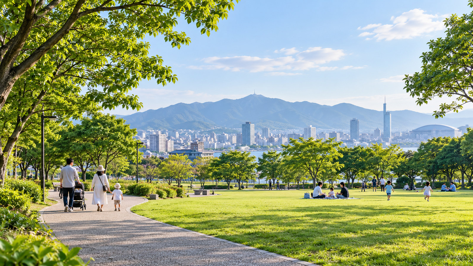 福岡県内の緑豊かな公園をイメージした景色