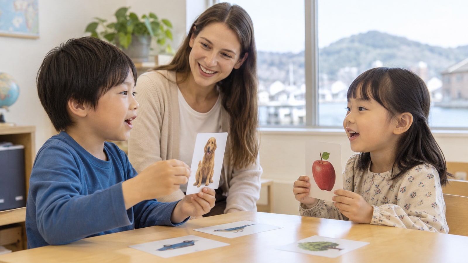 幼児向け英語カードを使う少人数レッスン