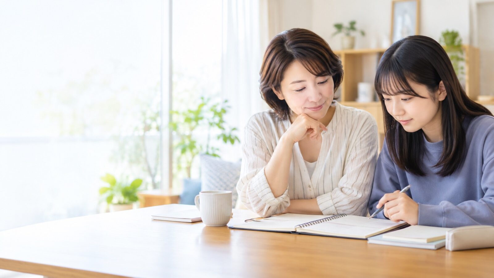 通信制高校の保護者面談を家庭で準備する様子