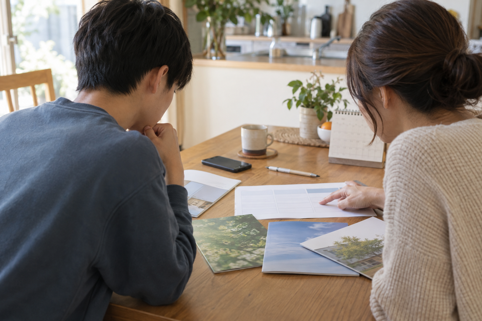 家族で通信制高校の資料を比較するイメージ