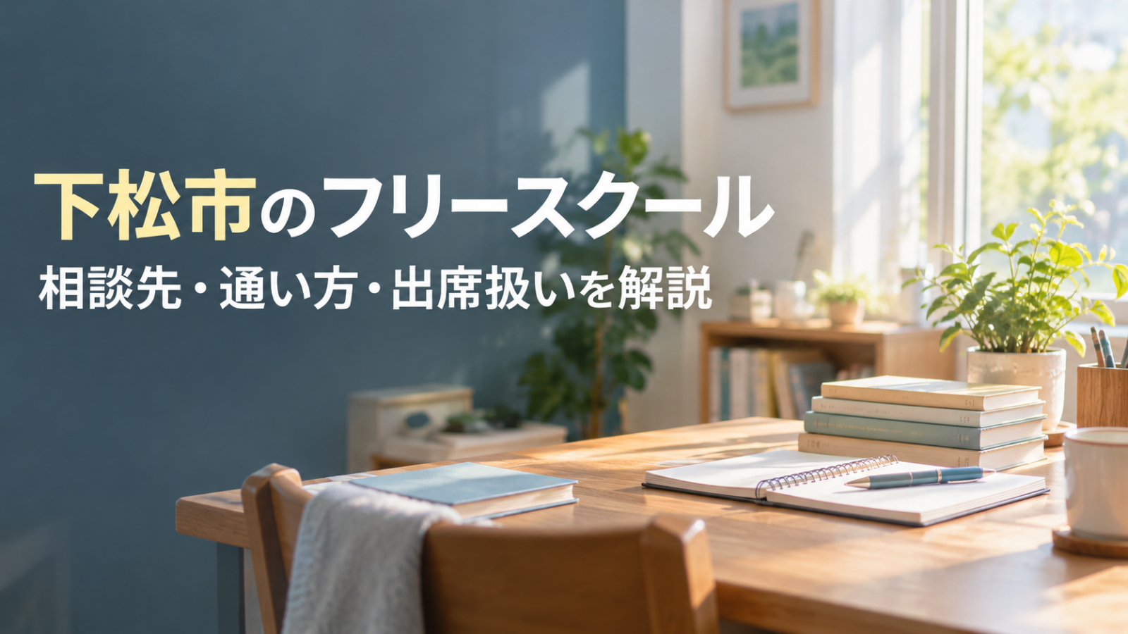 下松市のフリースクールを探すための相談先と通い方を示す文字入り記事用ビジュアル
