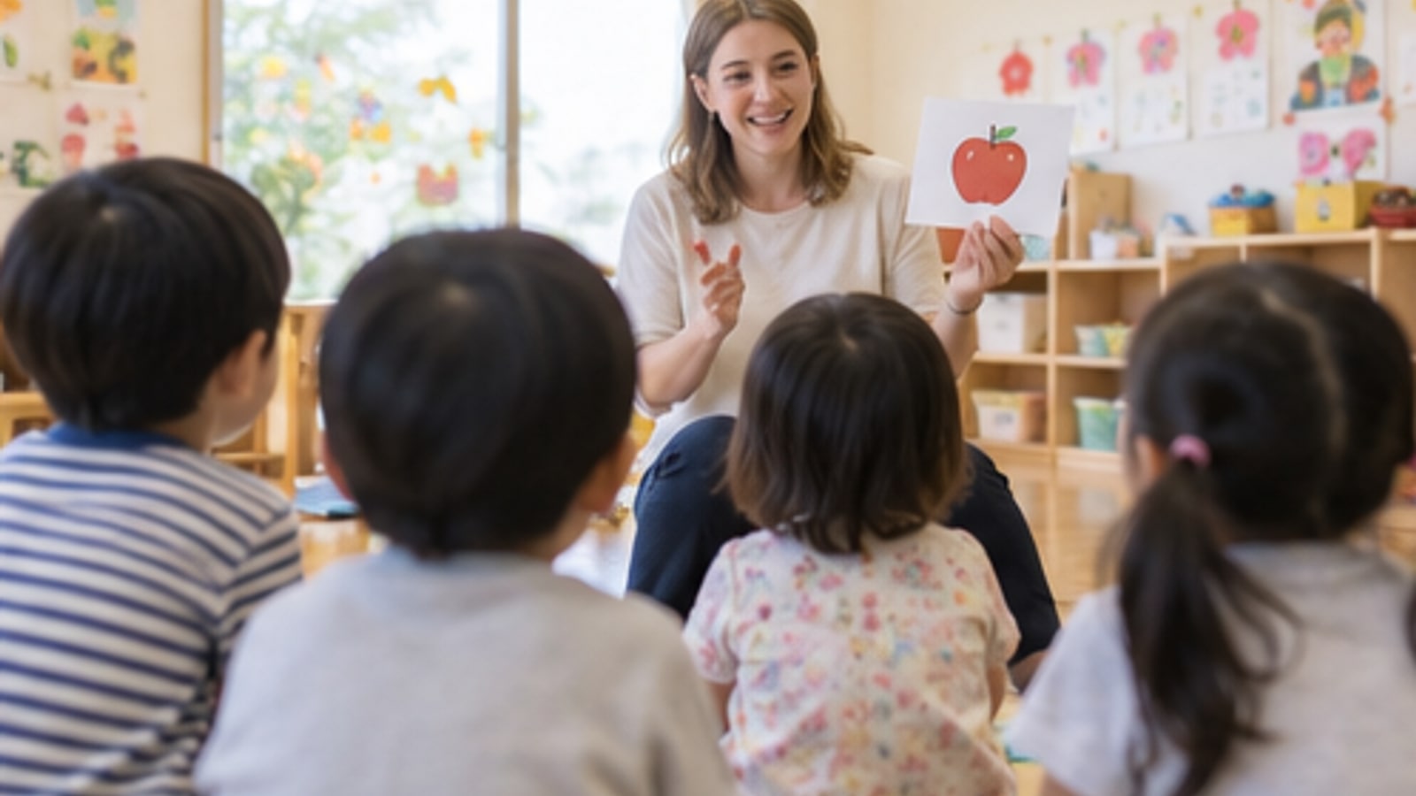 親子で歌やリズムを楽しむ英語レッスンのイメージ