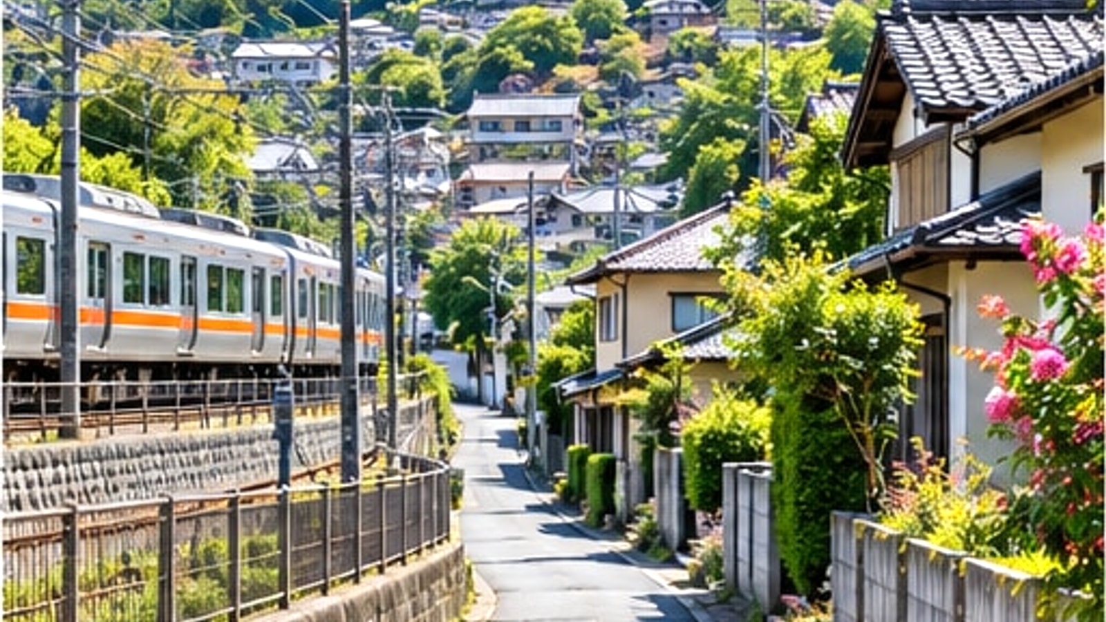 瀬戸市の住宅地と緑の丘をイメージした風景
