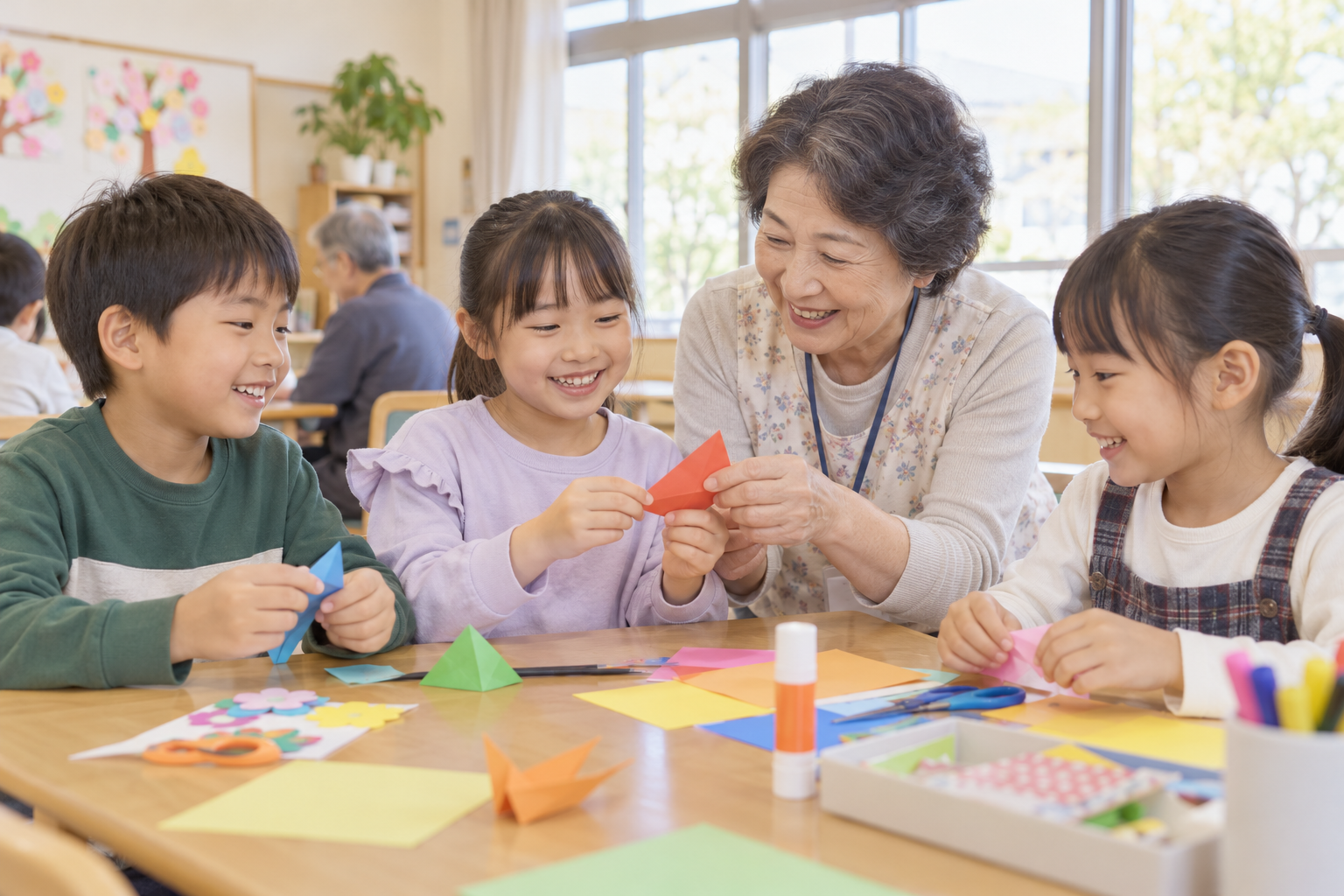 親子が本や資料を見ながら学ぶ場面をイメージした生成イラスト。下関市の施設・参加者ではありません