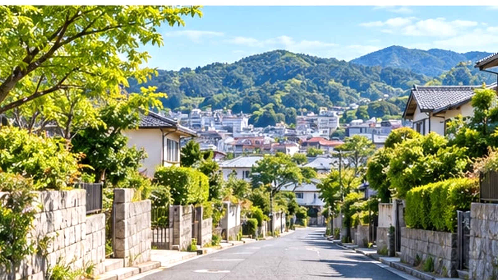山あいの住宅地と街並みをイメージした風景