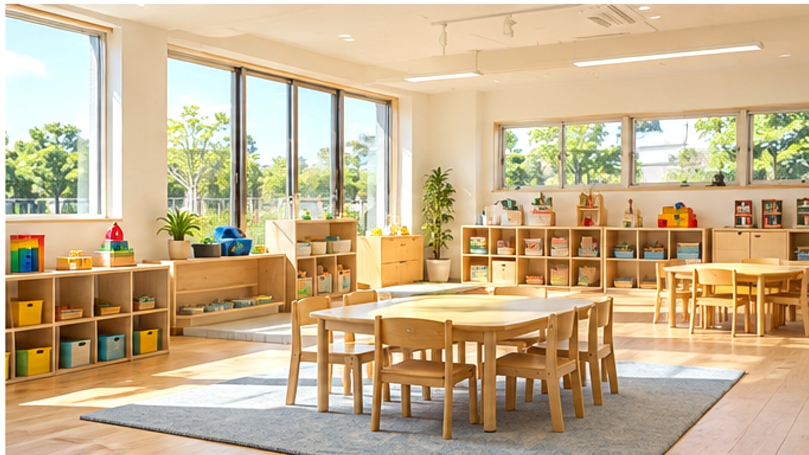 自然光の入る子ども向け学習室をイメージした写真