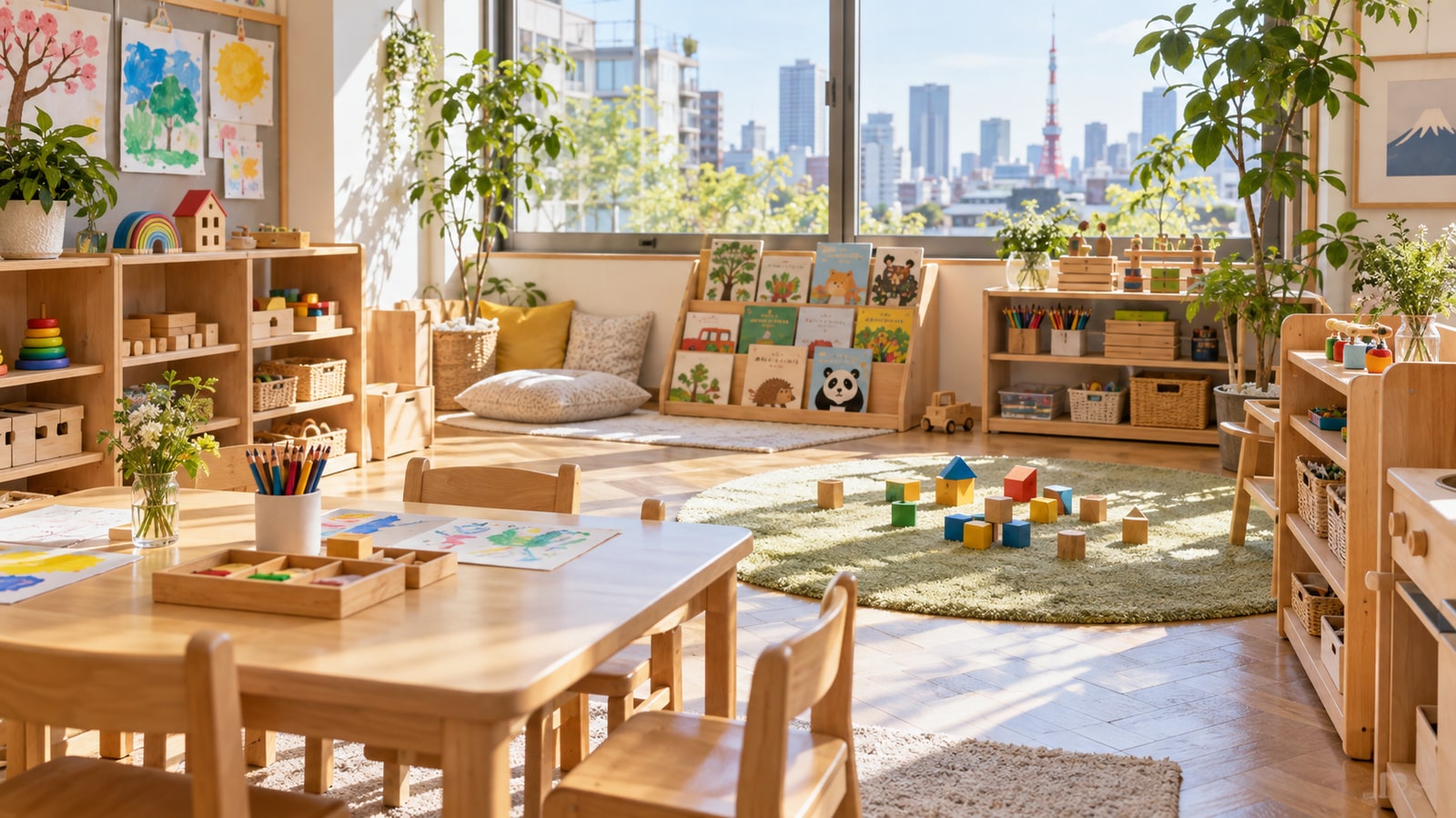 木の温もりがある幼児の学びの空間