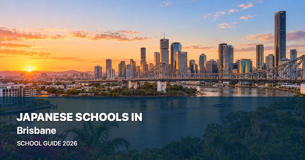 Japanese schools in Brisbane, with a local landscape background and 2026 school guide title