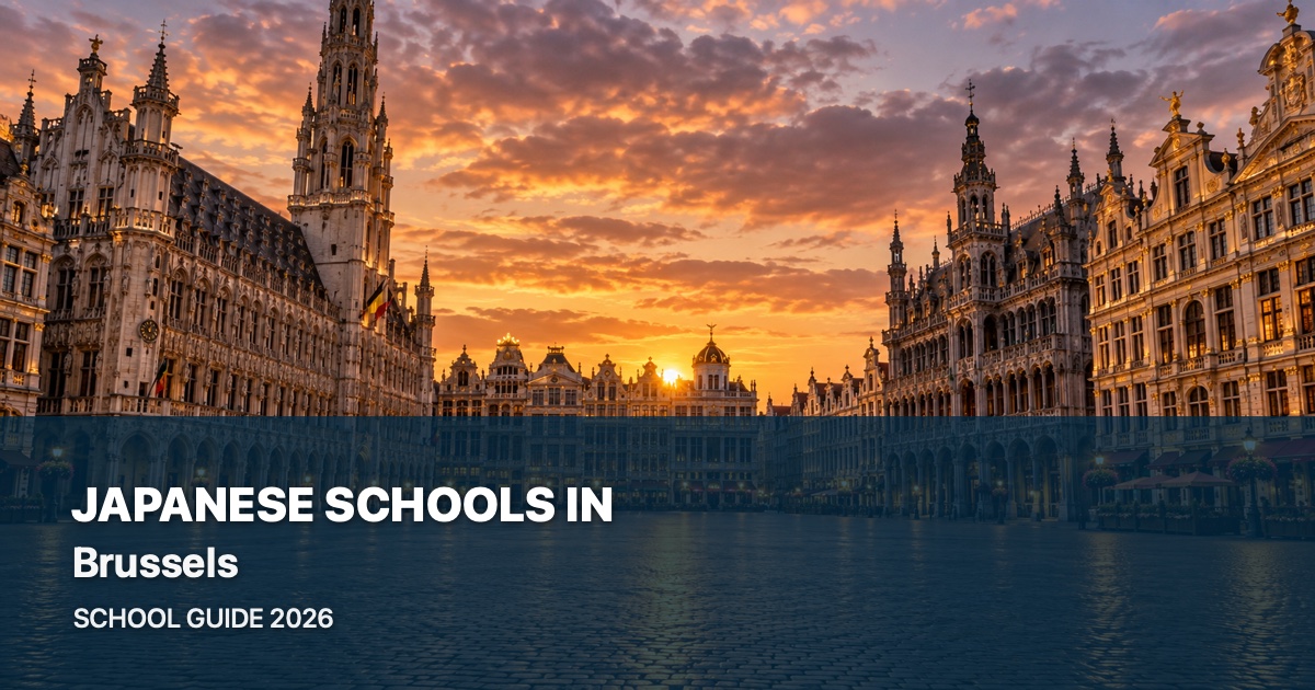 Japanese schools in Brussels, with a local landscape background and 2026 school guide title