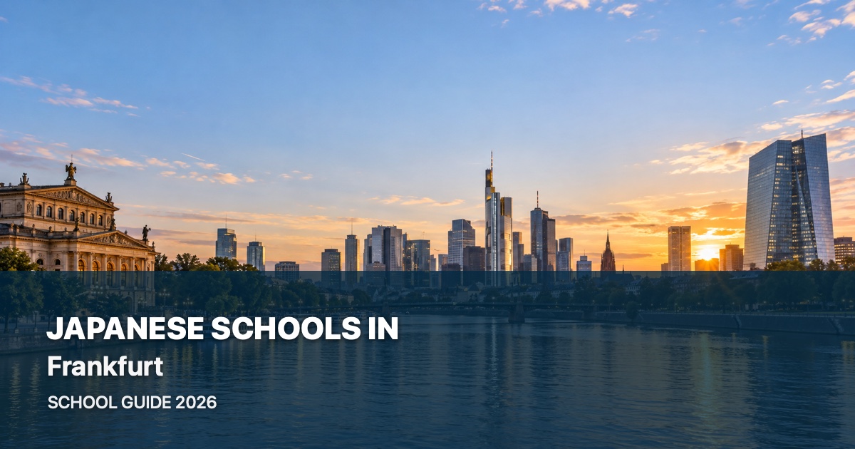 Japanese schools in Frankfurt, with a local landscape background and 2026 school guide title