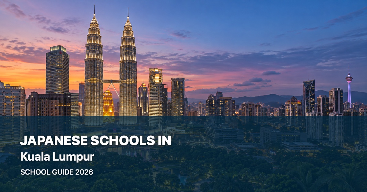 Japanese schools in Kuala Lumpur, with a local landscape background and 2026 school guide title