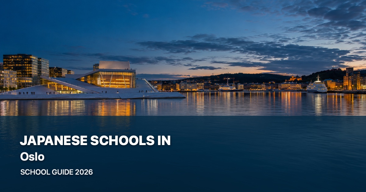 Japanese schools in Oslo, with a local landscape background and 2026 school guide title