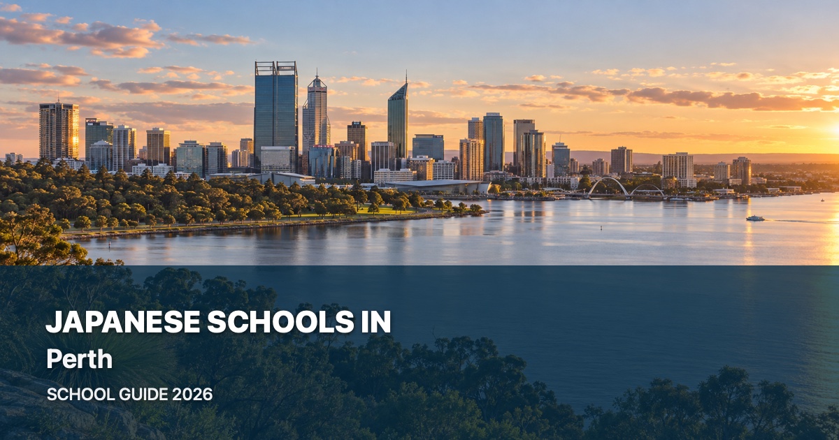 Japanese schools in Perth, with a local landscape background and 2026 school guide title