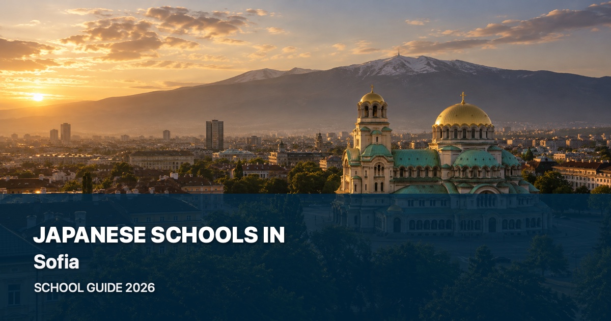 Japanese schools in Sofia, with a local landscape background and 2026 school guide title