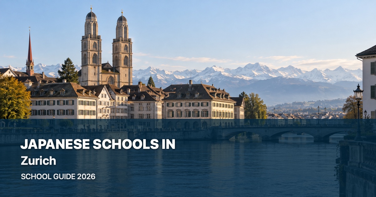 Japanese schools in Zurich, with a local landscape background and 2026 school guide title
