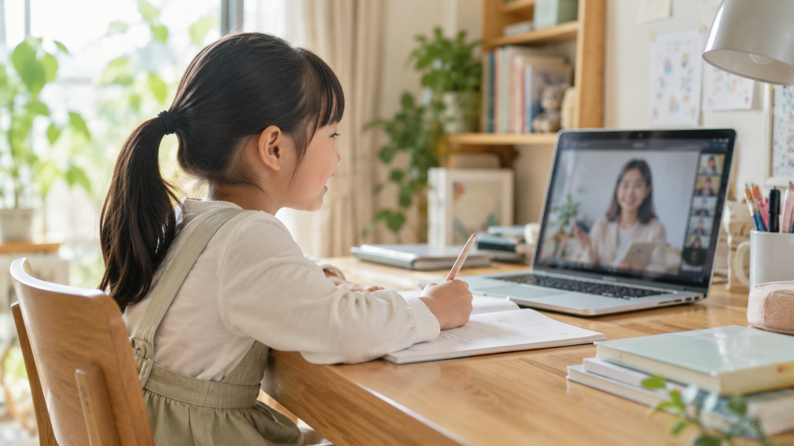 自宅で自分のペースで学ぶ子ども