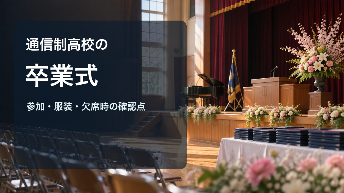 通信制高校の卒業式会場と参加・服装・欠席時の確認点を示す記事サムネイル