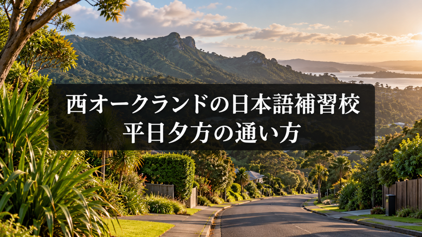 西オークランドの緑豊かな風景を背景に記事テーマを示す生成イメージ画像
