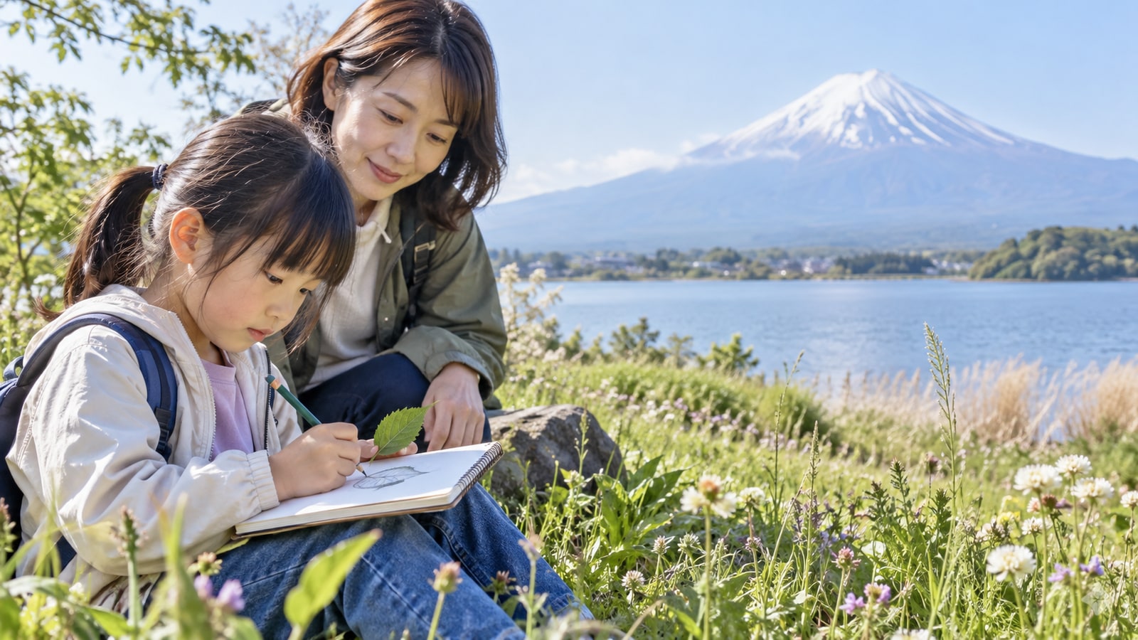 富士山麓の学校環境をイメージした風景